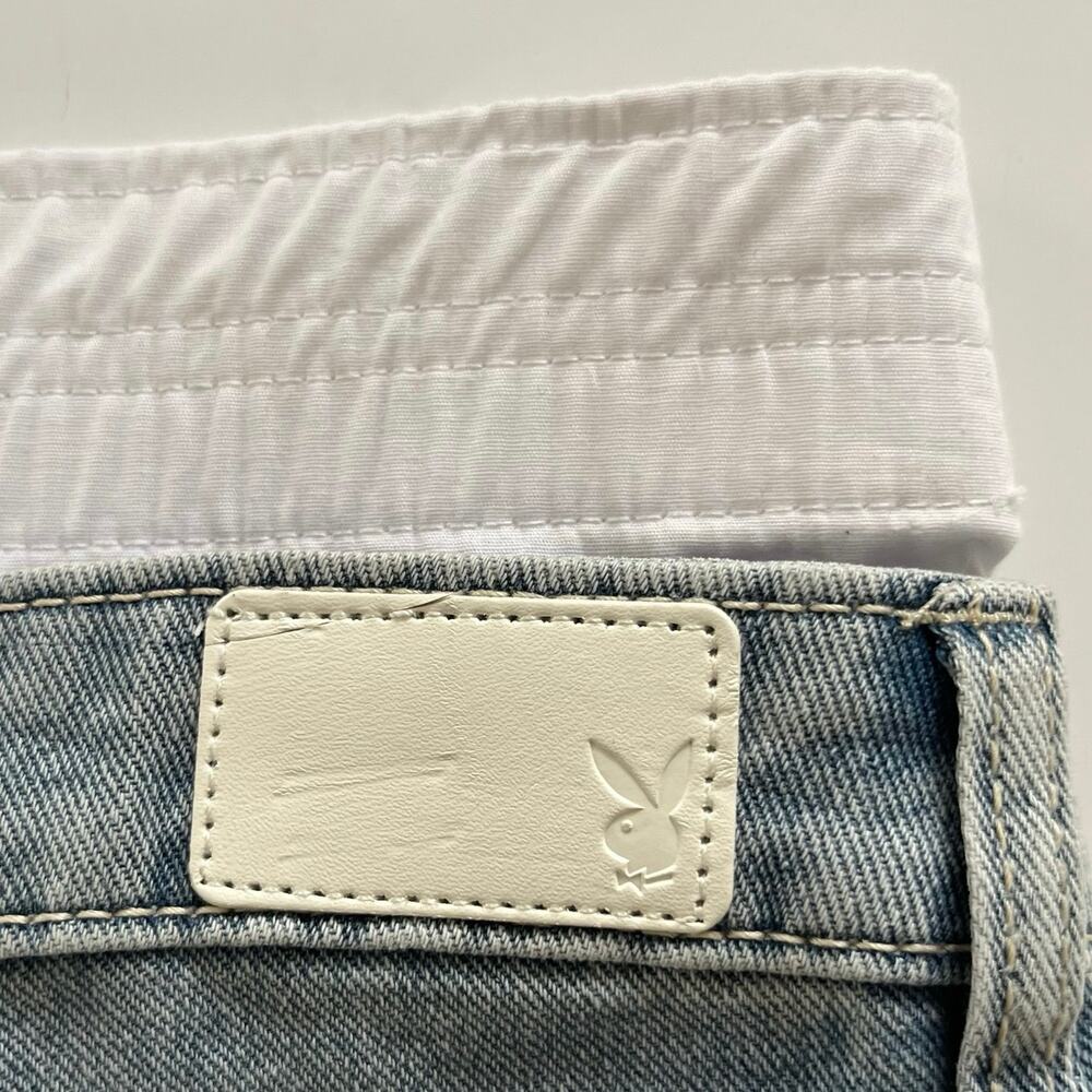 Playboy Embroidered Bunny Logo Wide Leg Jeans Denim Y2K Juniors Size 9/30 NEW - Picture 10 of 11